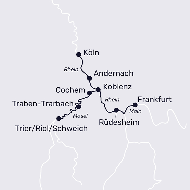 Routenkarte Weihnachtsauszeit an Rhein und Mosel