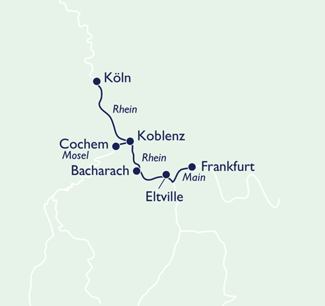 Routenkarte Romantic Rhine and Moselle