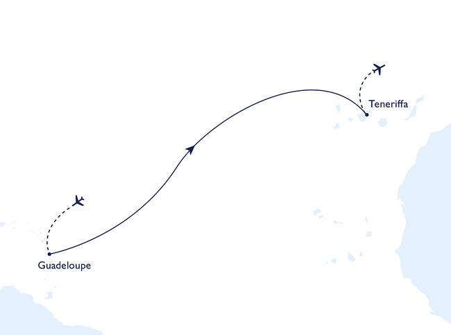 Routenkarte Across the Atlantic from the Caribbean to the Canary Islands