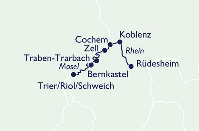 Routenkarte Along the Moselle