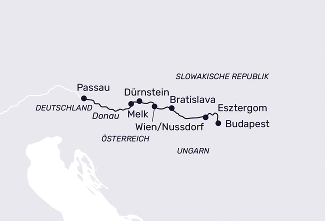 Routenkarte Donau-Metropolen