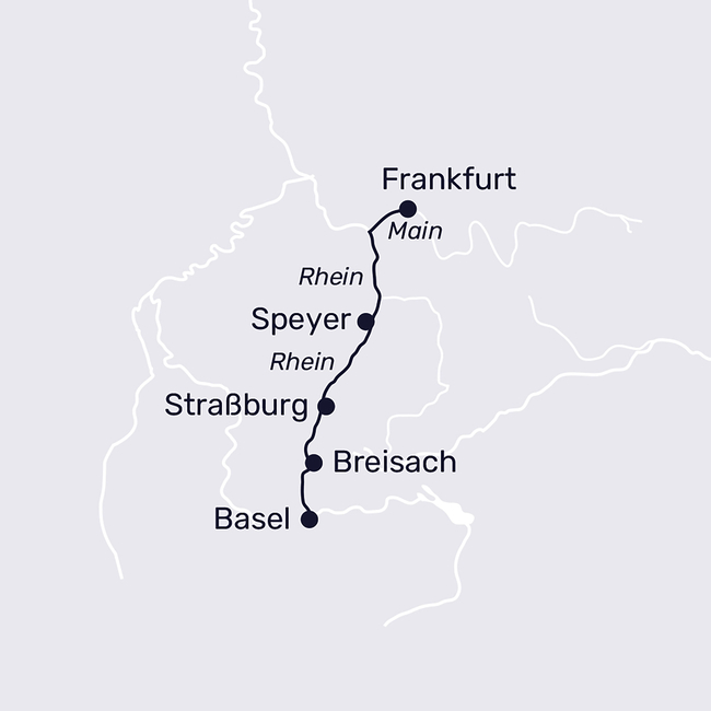 Routenkarte 3-Länder Kreuzfahrt mit Basel und Straßburg