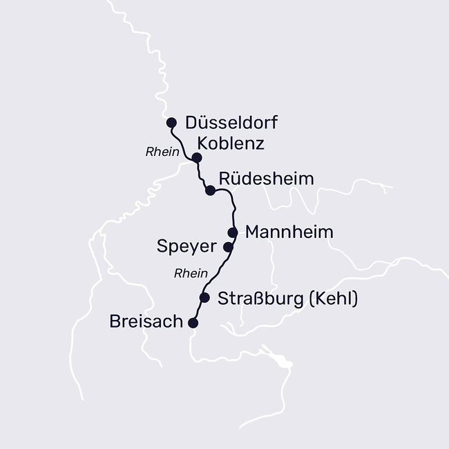 Routenkarte Reiselust am Rhein