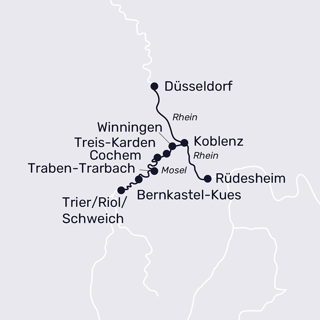 Routenkarte Moselglück und Rheinzauber