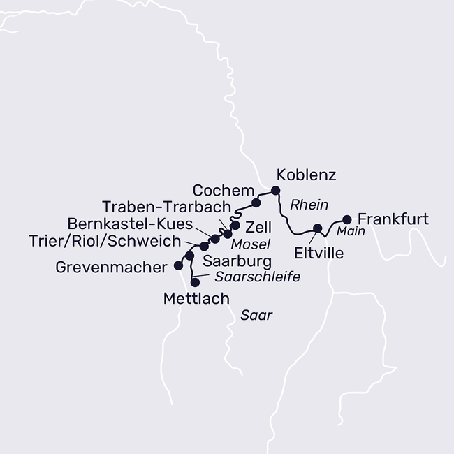 Routenkarte Mosel, Saar und Luxemburg