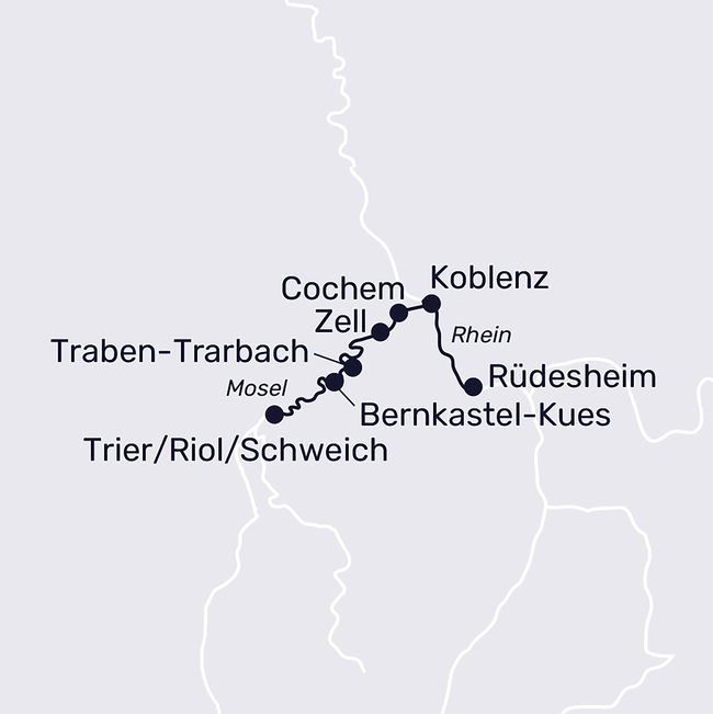 Routenkarte Entlang der Mosel