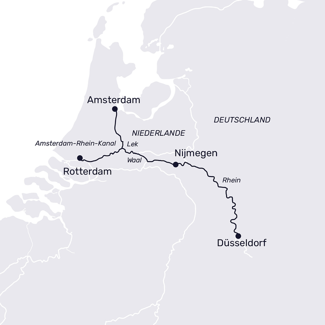 Routenkarte Short tour with Rotterdam & Amsterdam