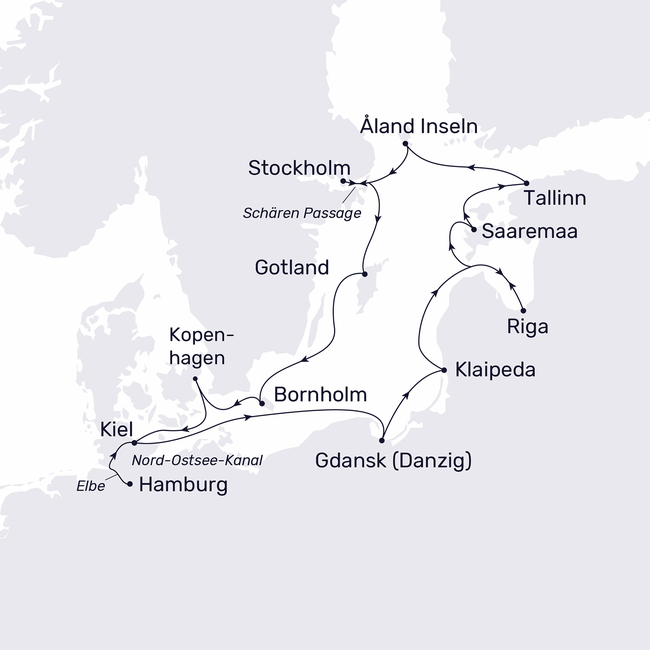 Routenkarte Faszination Ostsee